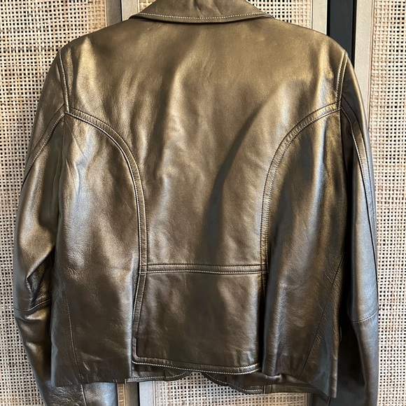 Genuine Leather Blazer by Ashley Bernardo. Bronze color. Size XL. - Picture 2 of 10